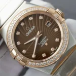Omega Constellation Co-Axial Fake Watch Brown Dial Metal Strap 38mm - Image 3
