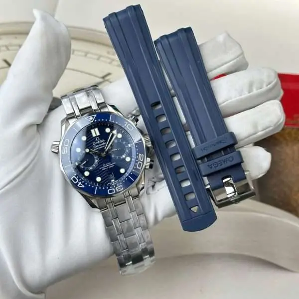 Omega Best Copies Watches Seamaster Diver 300M Chronograph Dial Blue N1 Factory 44mm