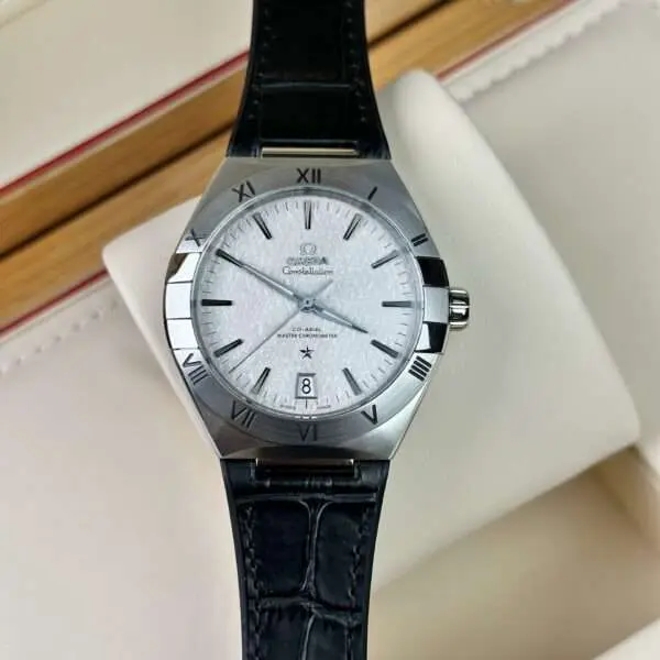 Omega Watch Constellation White Dial Leather Strap 41mm