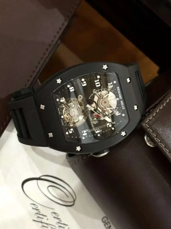 Richard Mille Replica 11 Watch RM001 Tourbillon Black Ceramic Highest Quality 42mm