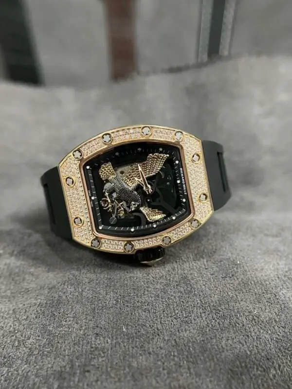 Richard Mille Replica Watch RM57-02 Falcon With Diamonds Bezel Rose Gold Case 42mm