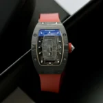 Richard Mille Replica 1:1 Watch RM07 Carbon Black Red Rubber Strap 36mm
