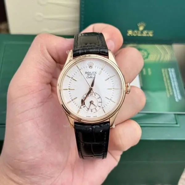 Rolex Cellini 50525 White Dial Black Leather Strap 1:1 39mm