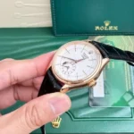 Rolex Cellini 50525 White Dial Black Leather Strap 1:1 39mm - Image 3