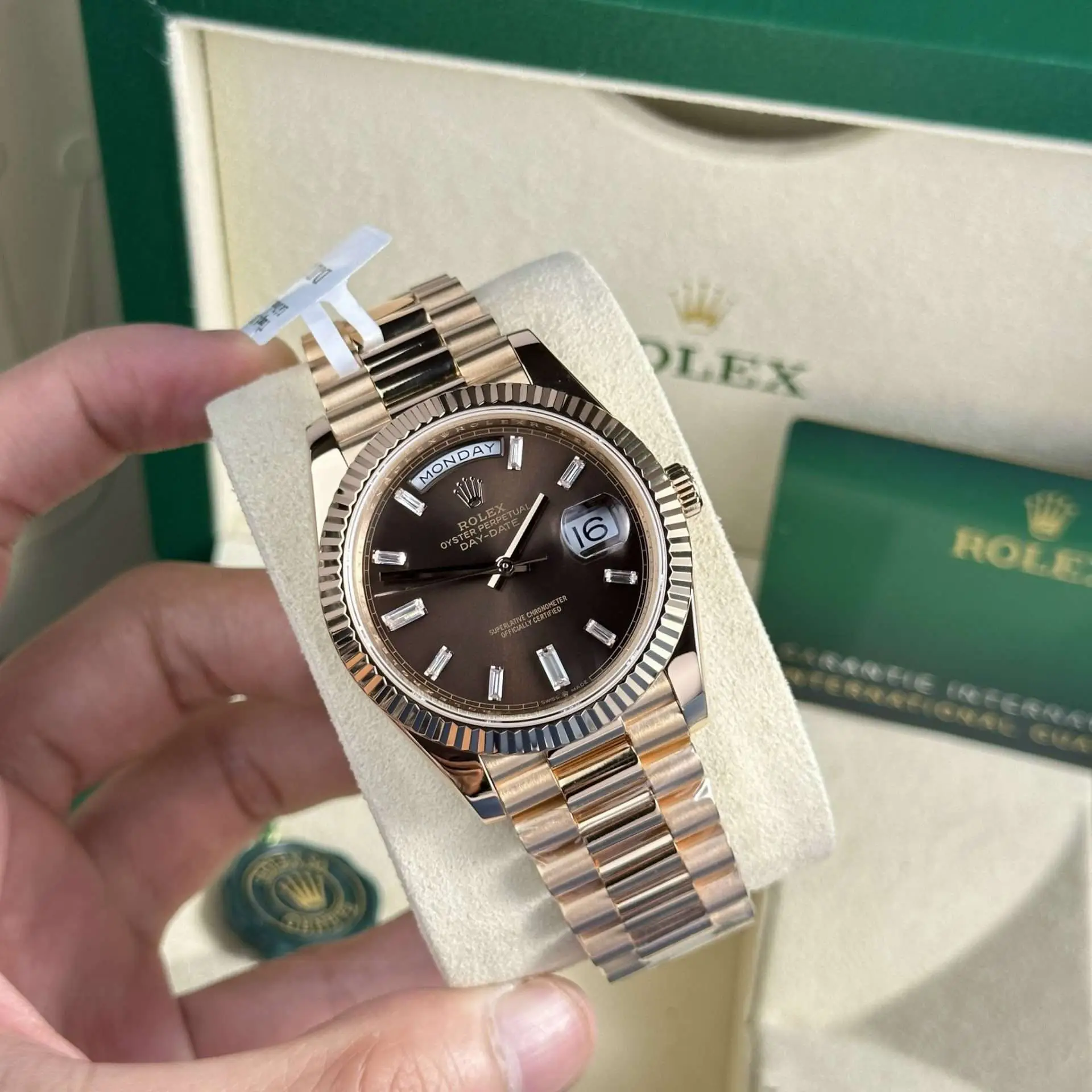 Rolex Replica 11 Watch 18K Gold Wrapped Day-Date 228235 Brown Dial 178 Gram GM Factory 40mm