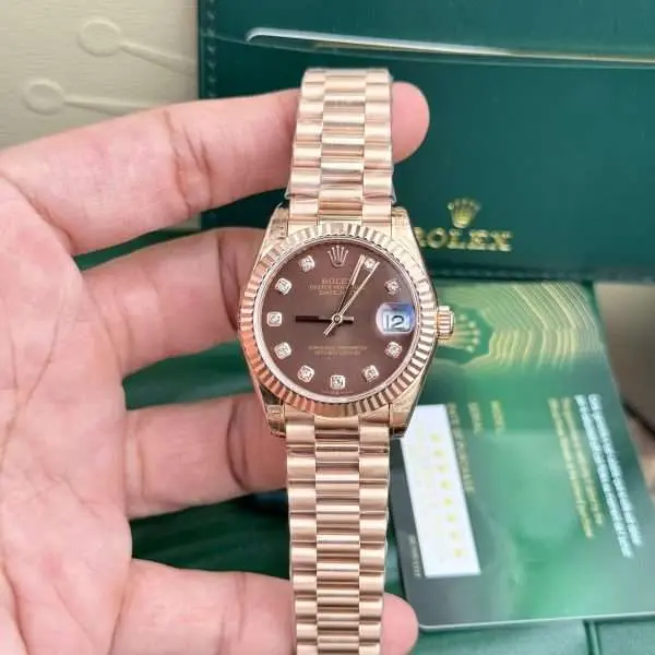 Rolex Women's DateJust Chocolate Dial Oyster Strap Rep 11 31mm