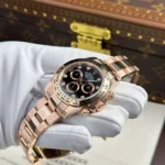 Rolex Cosmograph Daytona 40mm Real Gold Plated Black Dial Watch - Image 3