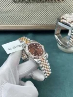 Rolex DateJust Women's Genuine Gold Plated Brown Dial GM Factory 31mm - Image 6