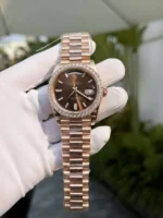 Rolex Replica Watch Day-Date 228235 Gold Wrapped Moissanite GM V2 40mm - Image 7