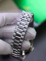 Rolex Day-Date Meteorite Dial Watch with Moissanite Baguette Diamonds + Bezel 40mm - Image 10