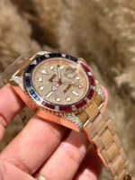 Rolex GMT-Master II 126755 18K Rose Gold-Plated Gemstone Watch 40mm - Image 6