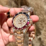 Rolex GMT-Master II 126755 18K Rose Gold-Plated Gemstone Watch 40mm - Image 4