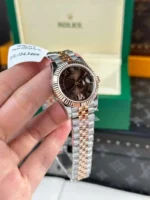 Rolex Rep 11 Watch DateJust Womens Gold Wrapped Chocolate Dial Roman Numerals GM Factory 31mm - Image 10