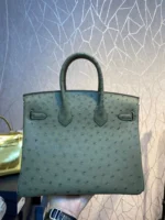 HERMES BIRKIN 30CM KHAKI OSTRICH LEATHER SILVER HARDWARE - Image 2
