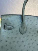 HERMES BIRKIN 30CM KHAKI OSTRICH LEATHER SILVER HARDWARE - Image 3