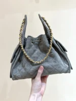 CHANEL 25 HANDBAG IN GREY 30 SUEDE GOLD HARDWARE - Image 3