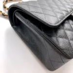 CHANEL FLAP BAG 25 IN BLACK CAVIAR LEATHER GOLD HARDWARE - Image 6