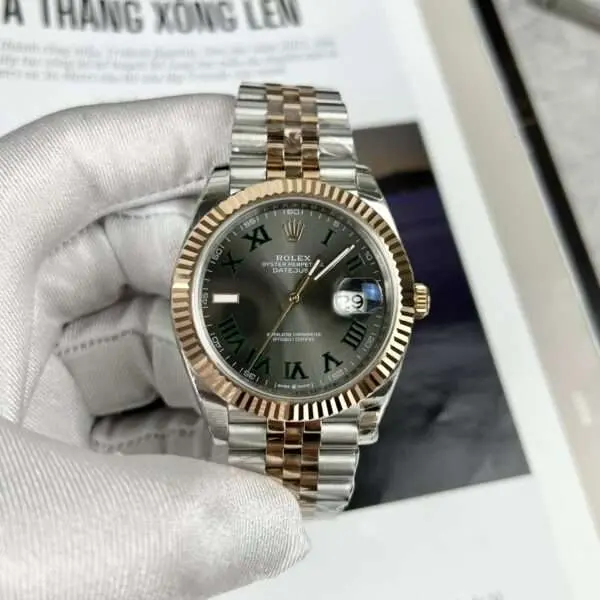 Rolex-DateJust-Mat-So-Wimbledon-Fake-11-Demi-Rose-EW-41mm-3-600x600-1 Rolex Replica Watch DateJust Wimbledon Dial Demi Strap Rose Gold Plated EW 41mm - Image 1