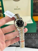 Rolex DateJust Women's Genuine Gold Plated Black Dial GM Factory 31mm - Image 8