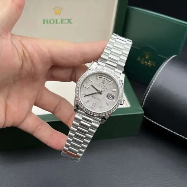 Rolex Replica 1:1 Watch Day-Date Meteorite Dial With Stone Bezel 40mm