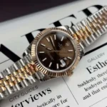Rolex Rep 11 DateJust Nam Mat Chocolate Boc Vang Hong 18K GM Factory 41mm 6