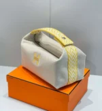 Hermes Bride A Brac PM Clutch Bag Yellow Fabric 12x20x10cm - Image 2