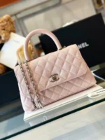 Chanel Coco Handbags Leather Pink With Silver Lock 23cm - Image 2