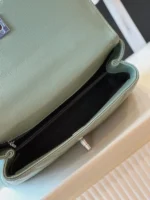Chanel Coco V-shaped Pattern Replica 11 Handbag Green With Silver Lock 25cm - Image 5