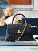Chanel Handbag Coco Lock Gold Lizard Skin Black 24cm - Image 6