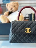 Chanel Handbag Coco Lock Gold Lizard Skin Black 24cm - Image 2