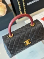 Chanel Handbag Coco Lock Gold Lizard Skin Black 24cm - Image 4