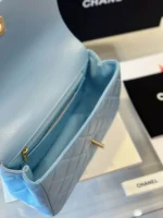 Chanel Coco Mini Handbag Like Auth Blue Smooth Leather With Lock Gold 22x21cm - Image 5