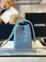 Chanel Coco Mini Handbag Like Auth Blue Smooth Leather With Lock Gold 22x21cm - Image 6