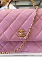 Chanel Coco Mini Handbags Pink With Lock Gold 22x21cm - Image 7