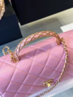 Chanel Coco Mini Handbags Pink With Lock Gold 22x21cm - Image 3