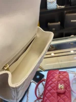 Chanel Handle Charm Like Auth Handbags Lock Gold Demi White 20x12cm - Image 5