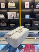 Chanel Handle Charm Like Auth Handbags Lock Gold Demi White 20x12cm - Image 8