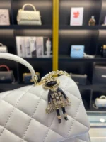 Chanel Handle Charm Like Auth Handbags Lock Gold Demi White 20x12cm - Image 3