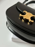 Celine Mini Crossbody Black Leather Strap Gold Lock 15.5x11cm - Image 6