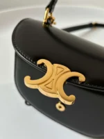 Celine Mini Crossbody Black Leather Strap Gold Lock 15.5x11cm - Image 5