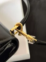 Celine Mini Crossbody Black Leather Strap Gold Lock 15.5x11cm - Image 4