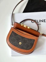 Celine Mini Handle Replica 11 Crossbody Handbag Brown Strap 15.5x11cm - Image 4