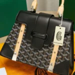 Goyard SAIGON Black Handbag With Wooden Handle 28cm - Image 6
