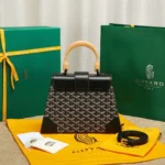 Goyard SAIGON Black Handbag With Wooden Handle 28cm - Image 8