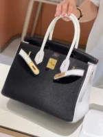 Hermes Birkin 30 Black/White Togo leather Gold Hardware - Image 5