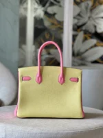 Hermes Birkin 30 Yellow/Rose Pink Togo Leather Gold Hardware - Image 4