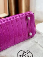 Hermes Birkin 25 Purple Genuine Crocodile Leather Palladium Hardware - Image 2