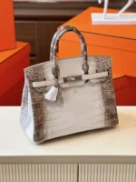 Hermes Birkin 30 Himalaya Albino Genuine Crocodile Leather - Image 6