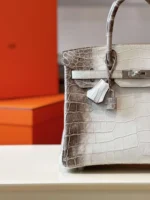 Hermes Birkin 30 Himalaya Albino Genuine Crocodile Leather - Image 5