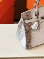 Hermes Birkin 30 Himalaya Albino Genuine Crocodile Leather - Image 4